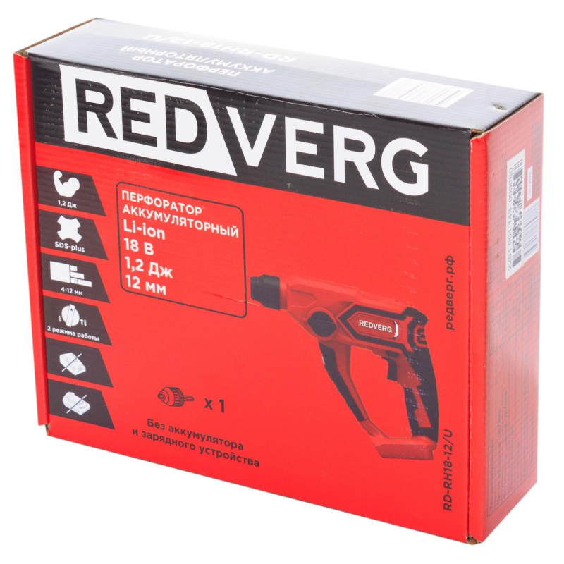 Перфоратор аккумуляторный REDVERG 18В, без АКБ (RD-RH18-12/U) - фото 7