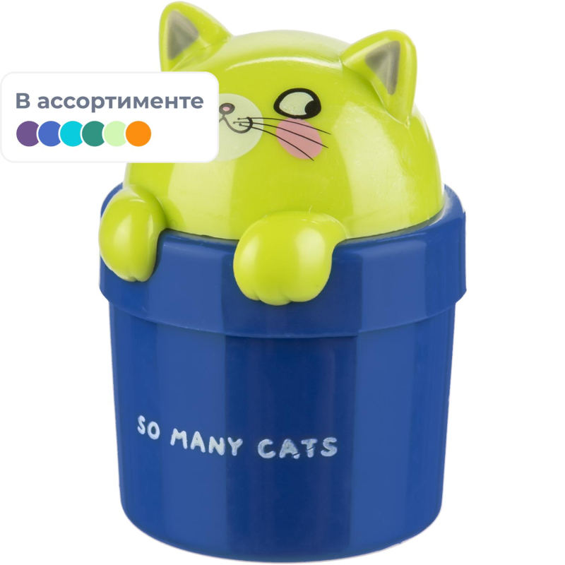 Точилка M&G So Many Cats, 1 отверстие, с контейнером, в ассорт, для детей - фото 1