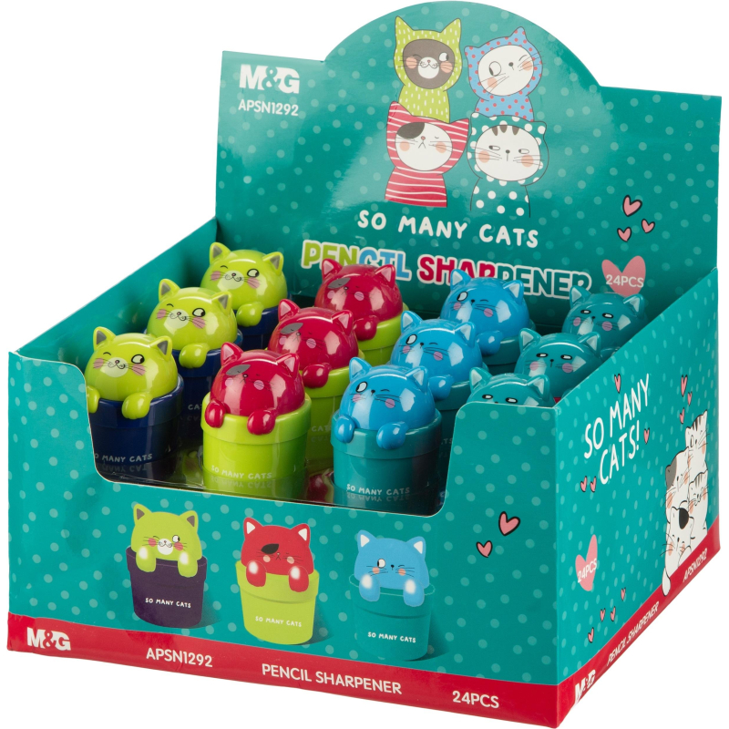 Точилка M&G So Many Cats, 1 отверстие, с контейнером, в ассорт, для детей - фото 11