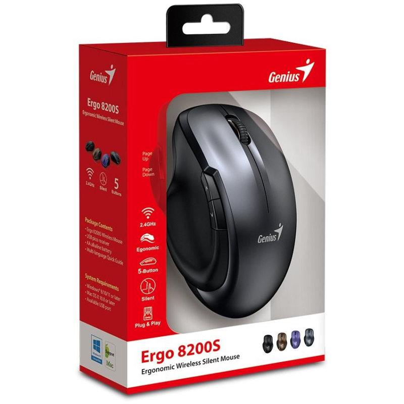 Мышь компьютерная Genius Ergo 8200S Iron Grey беспроводная - фото 5