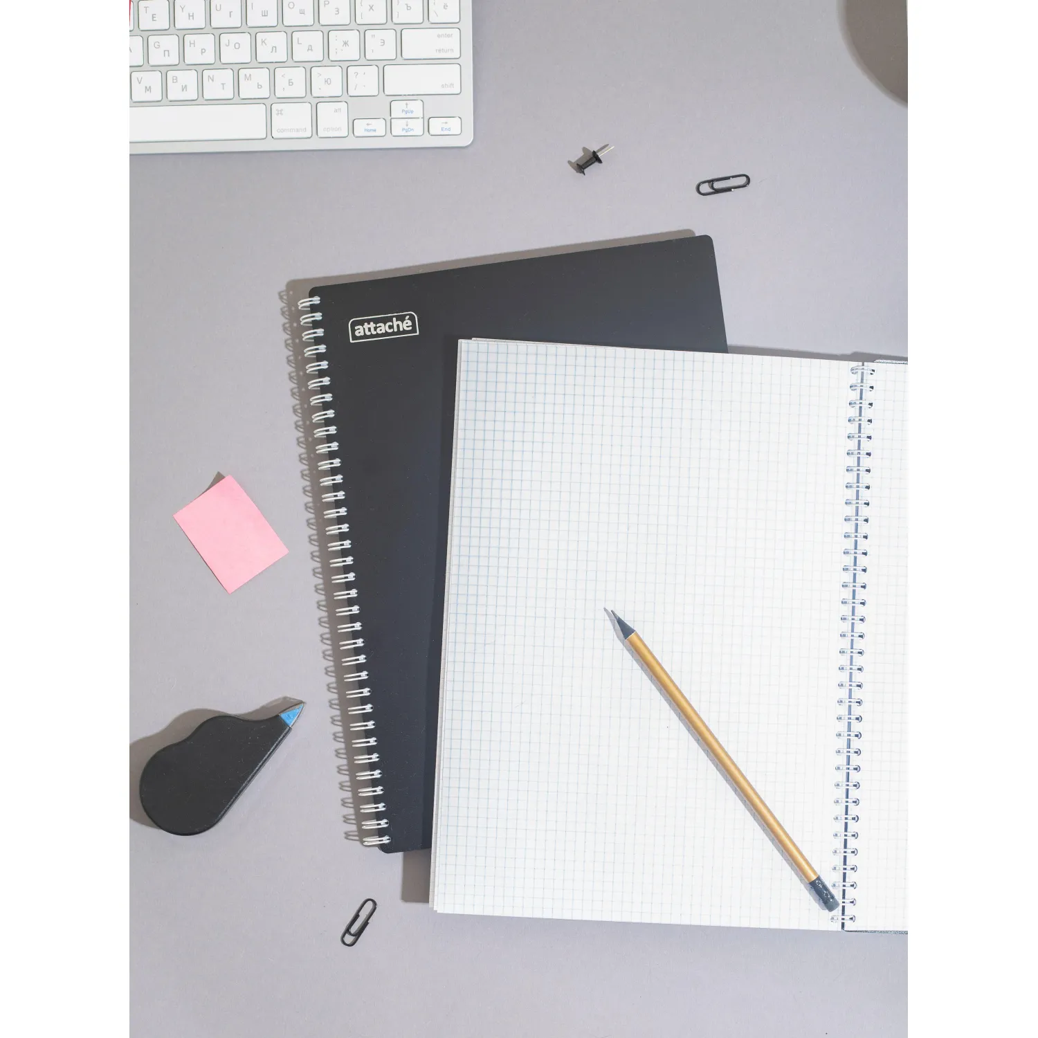 Бизнес-тетрадь А4 120л Attache гребень клетка пластик черн с тиснением - фото 11