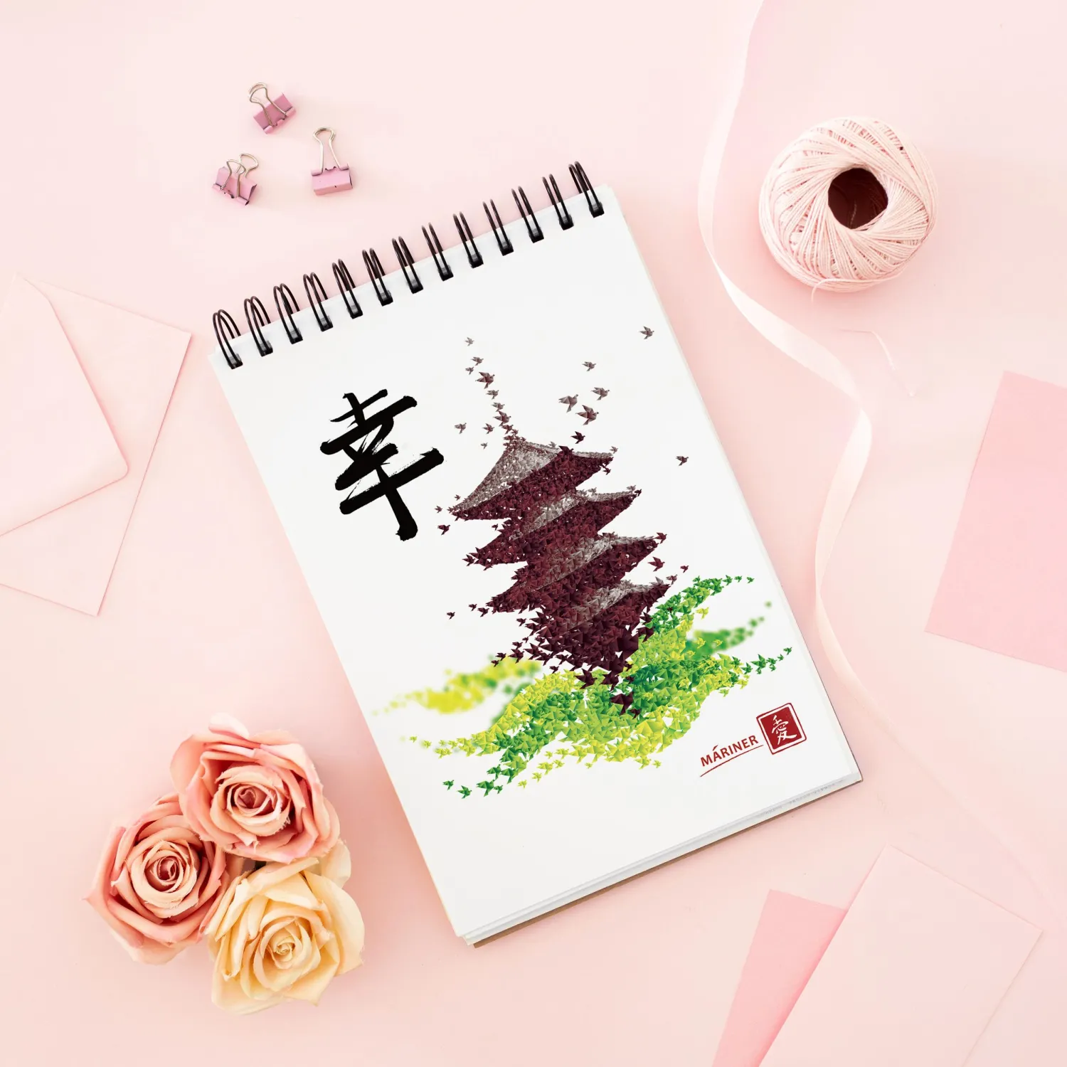 Блокнот А5 100л Mariner Япония клетка, обложка картон,спираль 0024 - фото 9