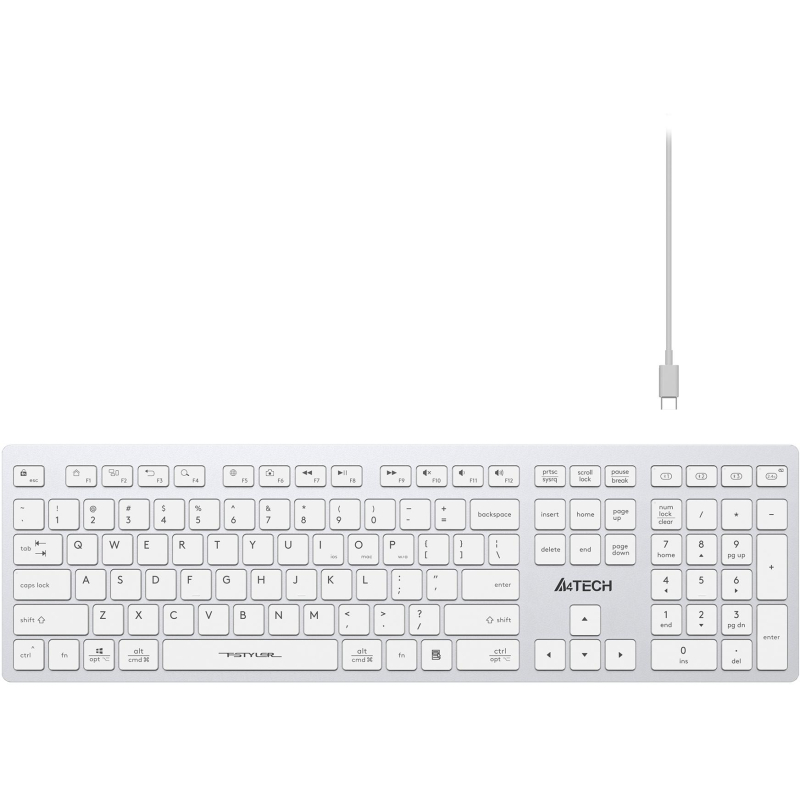 Клавиатура A4Tech Fstyler FBX50C белый USB BT (FBX50C WHITE) - фото 3