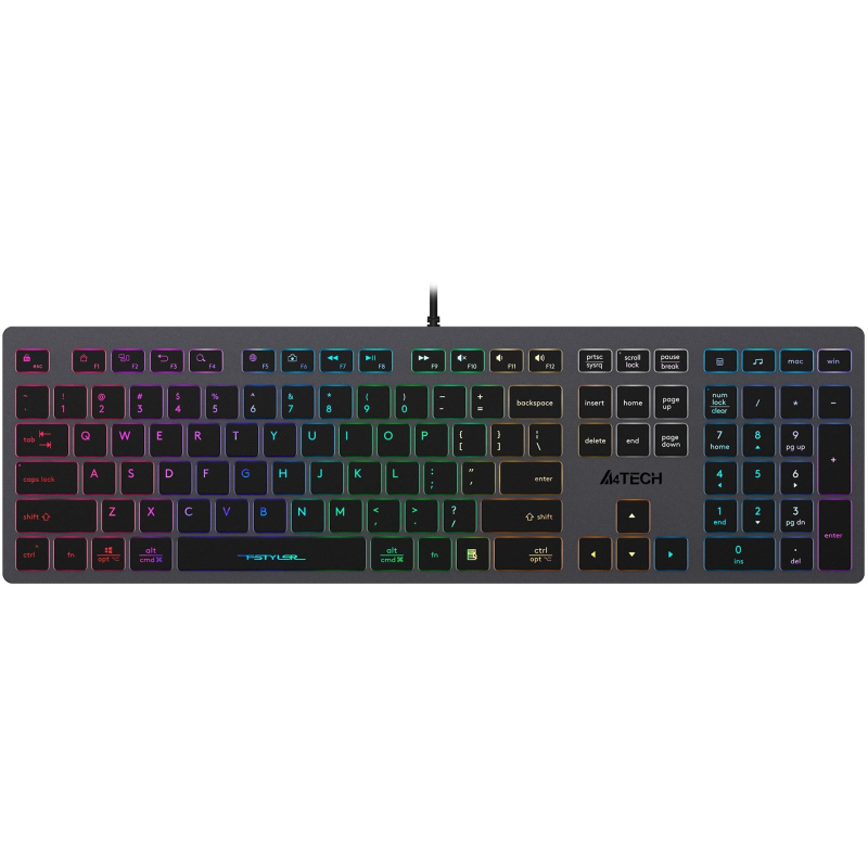 Клавиатура A4Tech Fstyler FX60 серый USB slim LED (FX60 GREY / NEON) - фото 1