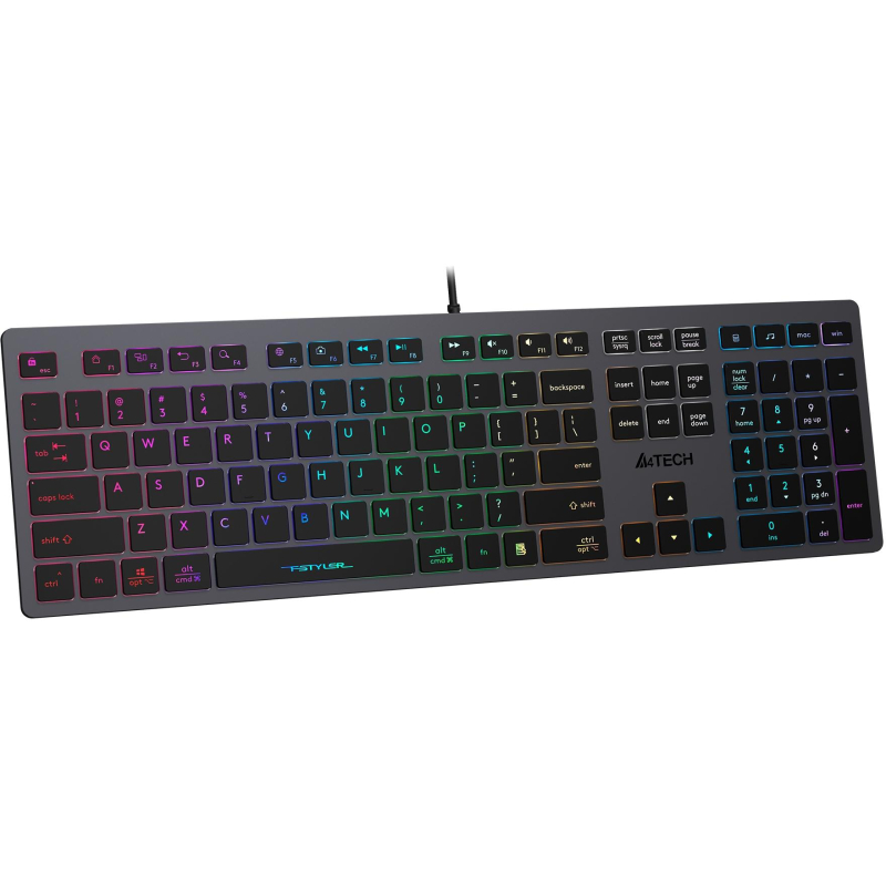 Клавиатура A4Tech Fstyler FX60 серый USB slim LED (FX60 GREY / NEON) - фото 3