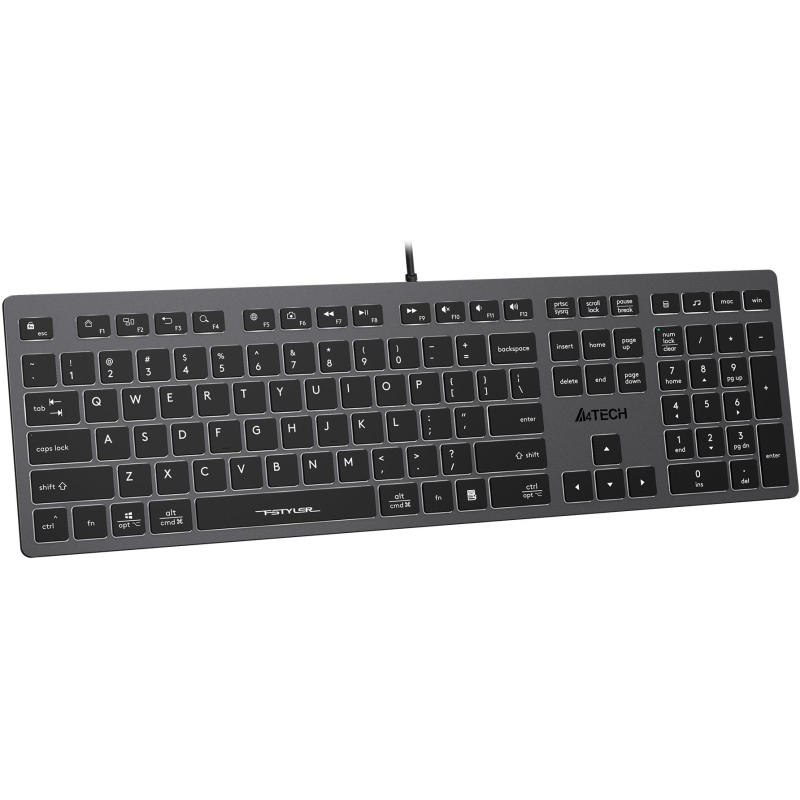 Клавиатура A4Tech Fstyler FX60 серый USB slim LED (FX60 GREY / WHITE) - фото 3
