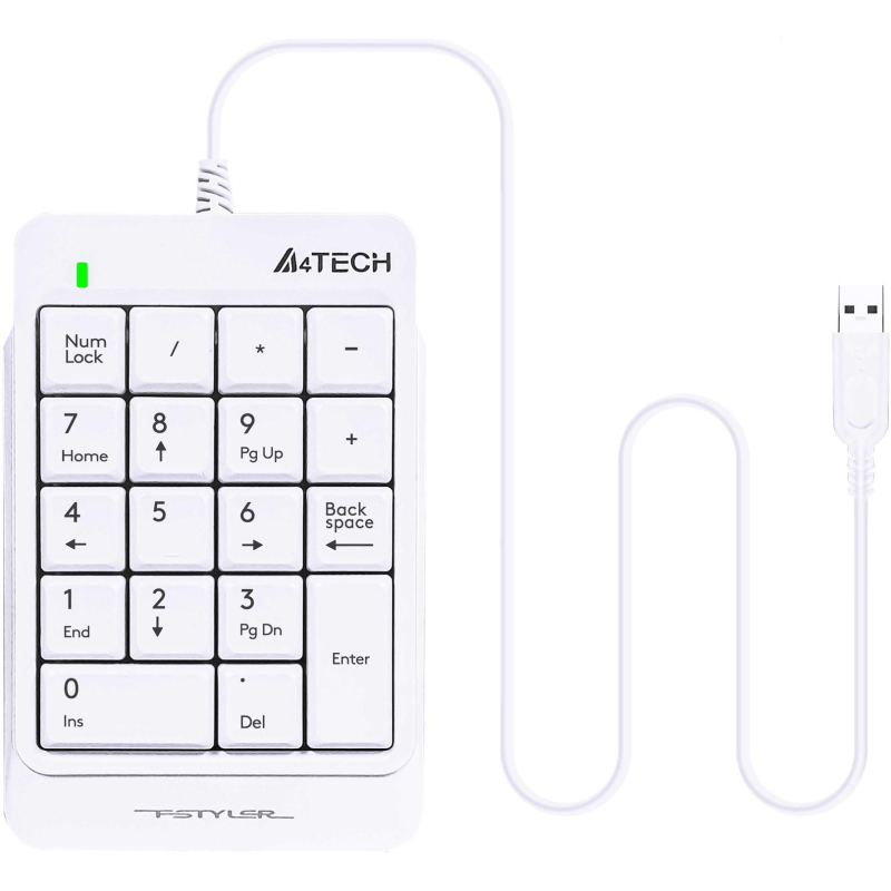 Клавиатура A4Tech Fstyler FK13P цифровой блок USB slim д/ноут (FK13P WHITE) - фото 2