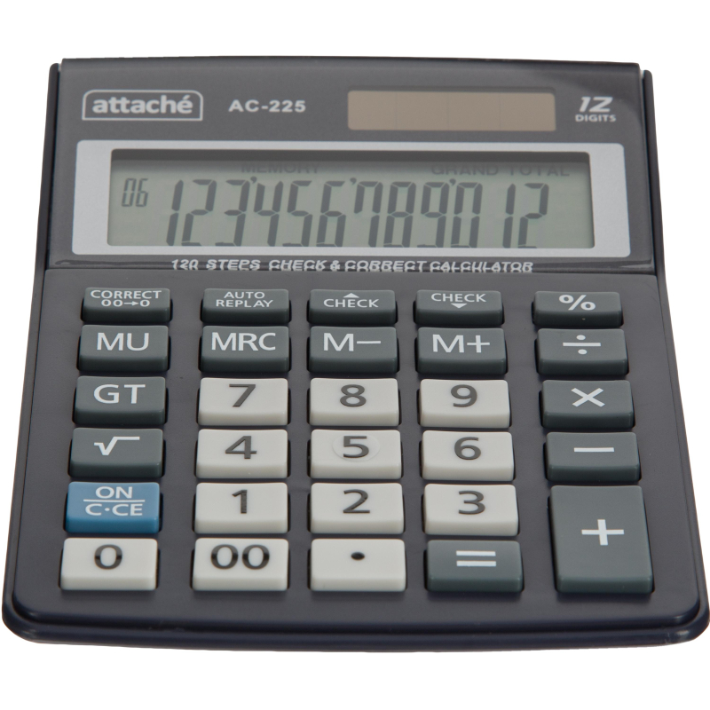 Калькулятор настольный КОМП Attache, AС-225, 12р, дв.пит, серый,147x105x33 - фото 4