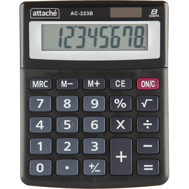 Калькулятор настольный КОМП Attache, AС-223B,8р,дв. пит, черн,134x107x34 - фото 1