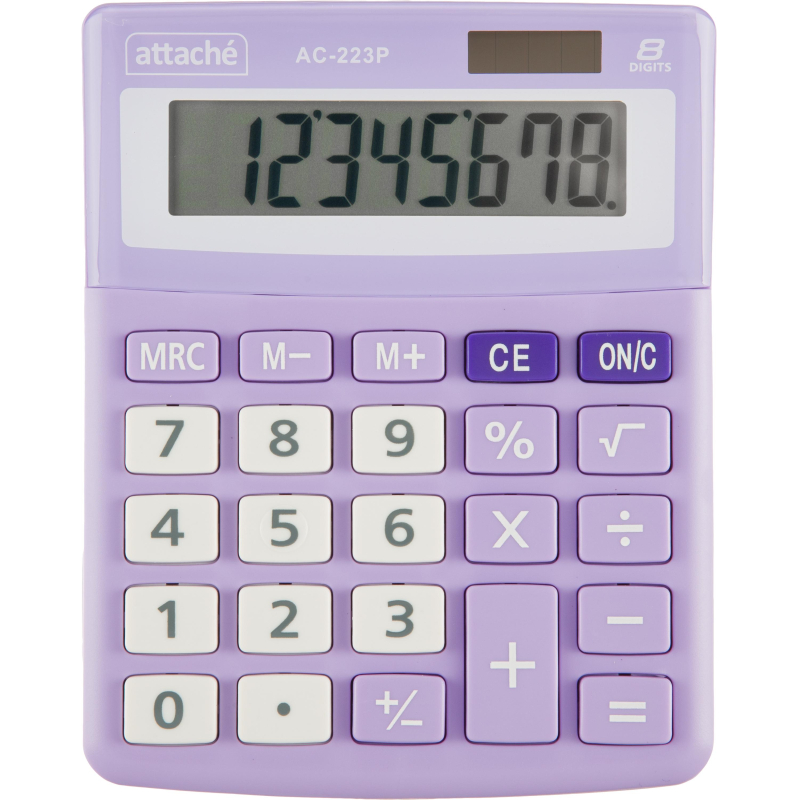 Калькулятор настольный КОМП Attache, AС-223P,8р,дв. пит, фиолет,134x107x34 - фото 1