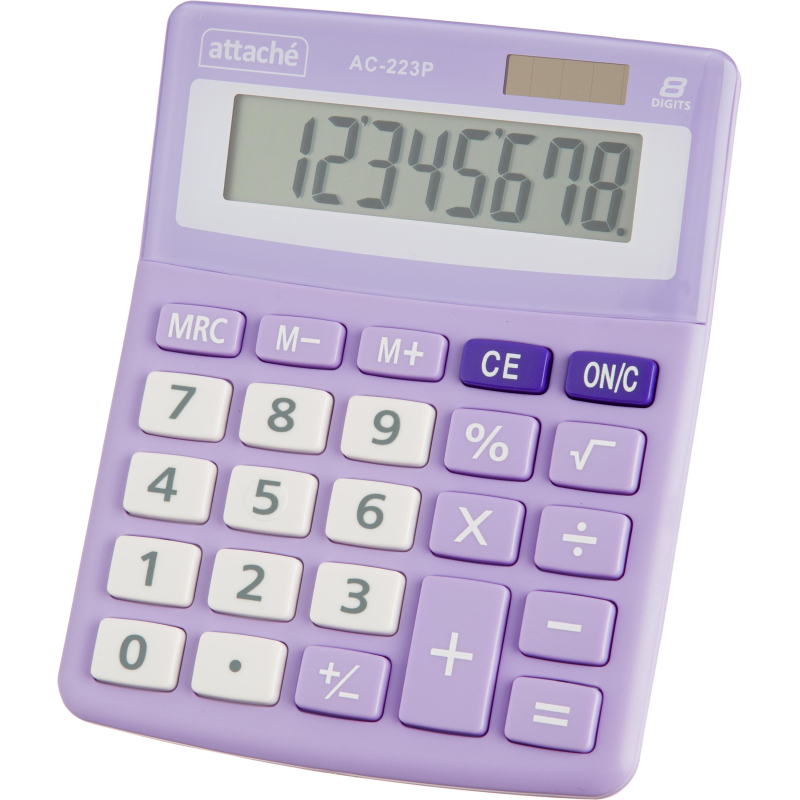 Калькулятор настольный КОМП Attache, AС-223P,8р,дв. пит, фиолет,134x107x34 - фото 3