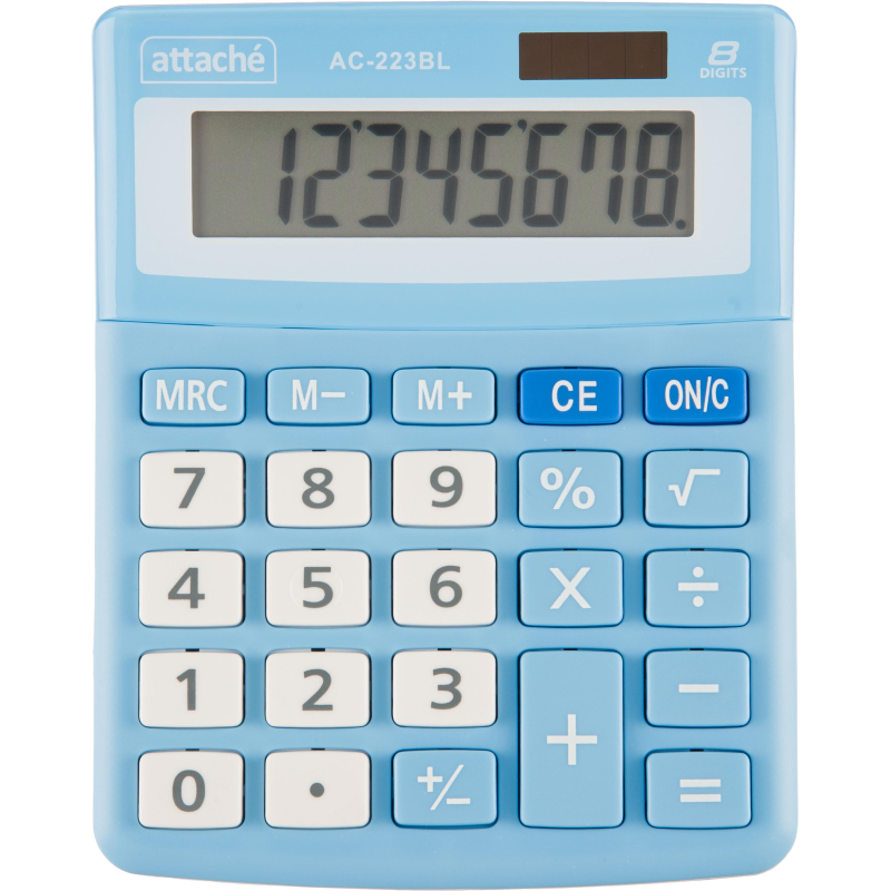 Калькулятор настольный КОМП Attache, AС-223BL,8р,дв. пит, голуб,134x107x34 - фото 1