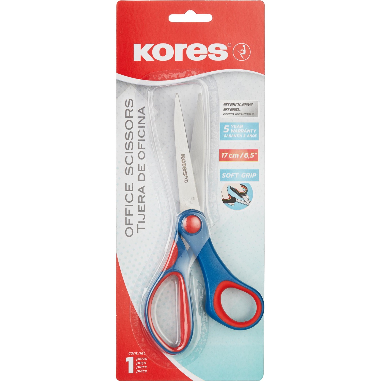Ножницы Kores Softgrip 170 мм с пласт.прорезин.анатом.руч.цв.вассорт - фото 2