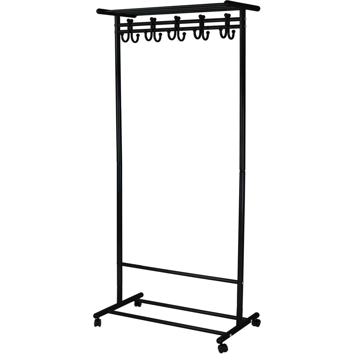 Вешалка МЕ_напольная М 9 с крючками (8295), колеса, черный - фото 1
