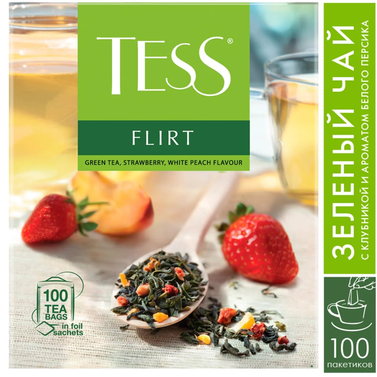 Чай Tess Flirt зеленый с клубникой 1,5гх100шт - фото 4