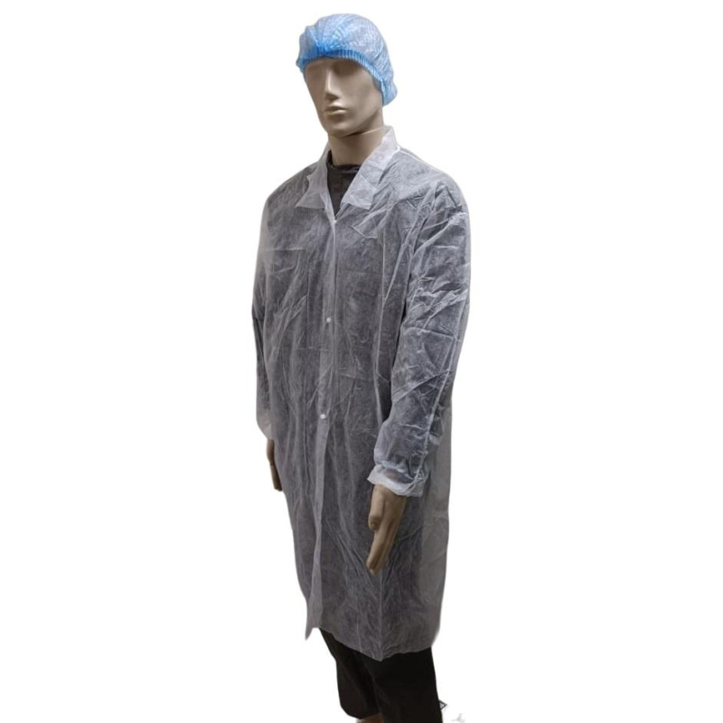 Халат процед однораз. рук.рез,на кнопках,XXXL,дл.110см,пл 20,белый,10шт/уп - фото 1