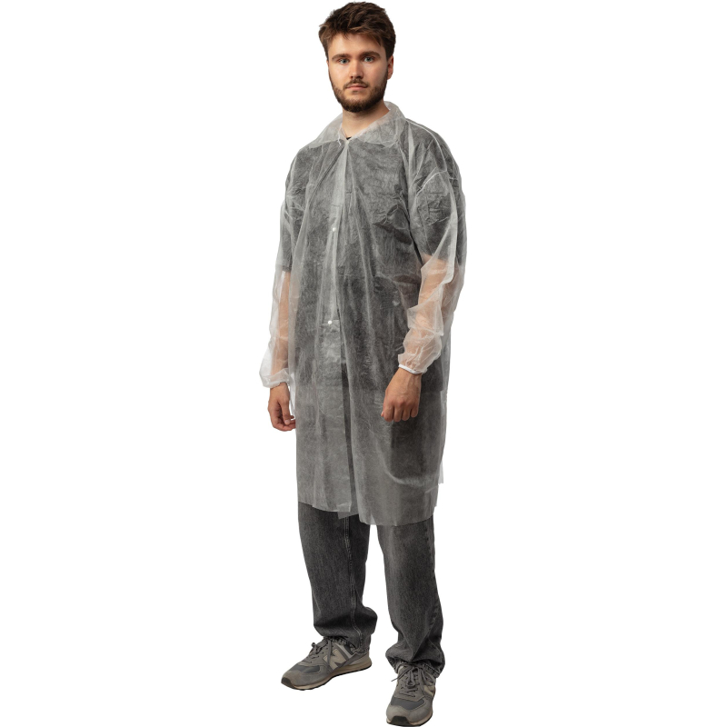 Халат процед однораз. рук.рез,на кнопках,XXXL,дл.110см,пл 20,белый,10шт/уп - фото 2