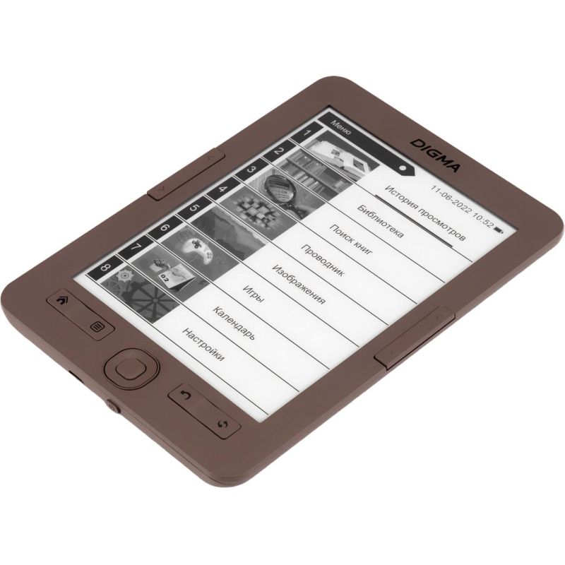 Книга электронная Digma E60C 6 E-ink HD Pearl 4Gb/microSDHC коричневый - фото 4