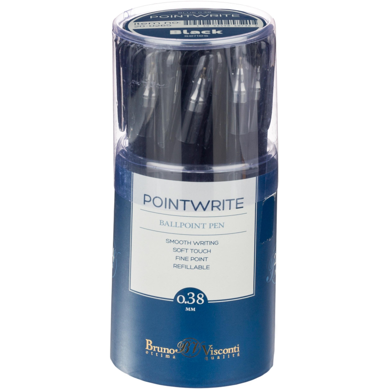 Ручка шариковая неавтомат. BV PointWrite Black 0,38мм синяя 20-0265 - фото 6