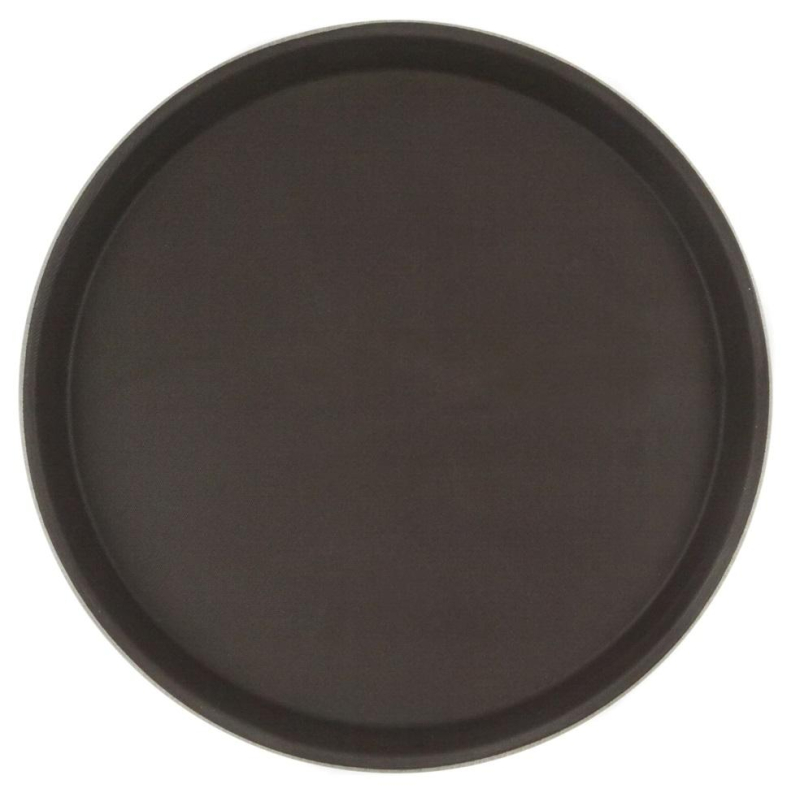 Поднос прорезин.кругл.16&#039;&#039; 40см корич., кт03 - фото 1