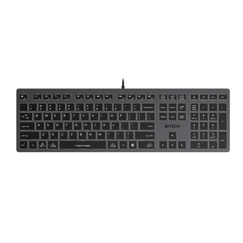 Клавиатура A4Tech Fstyler FX60H серый USB slim LED (FX60H GREY/WHITE) - фото 1