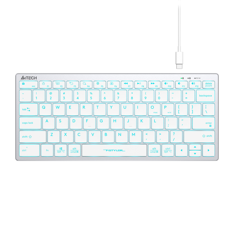 Клавиатура A4Tech Fstyler FX61 белый USB slim LED (FX61 WHITE) - фото 3