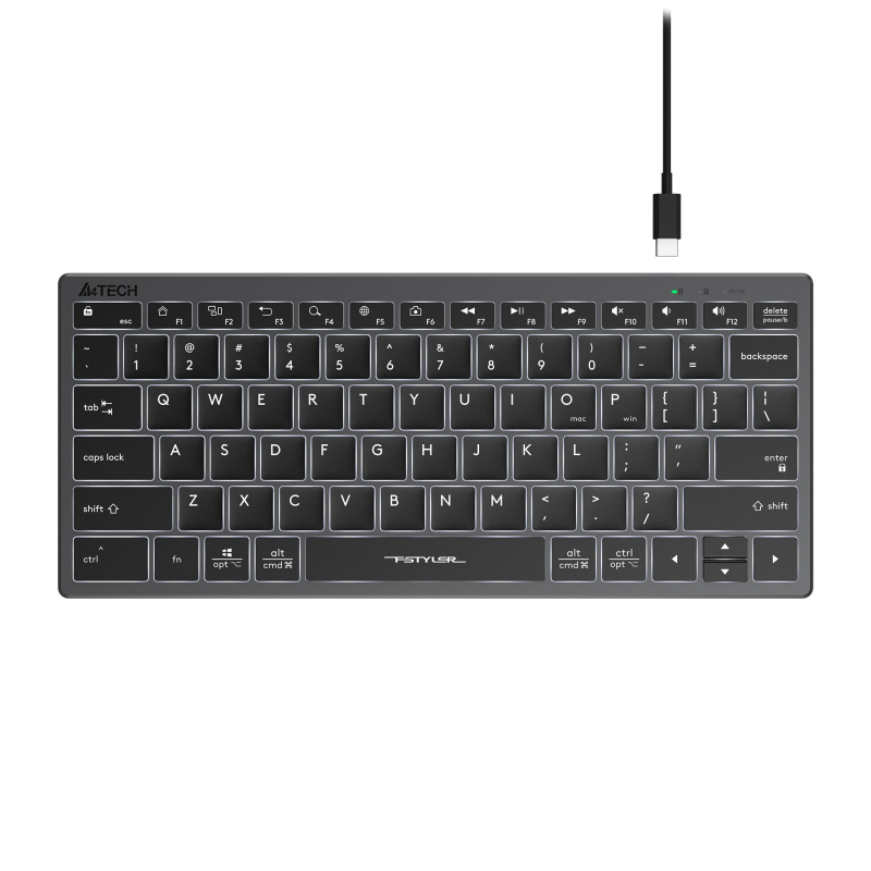 Клавиатура A4Tech Fstyler FX61 серый USB slim LED (FX61 GREY) - фото 3