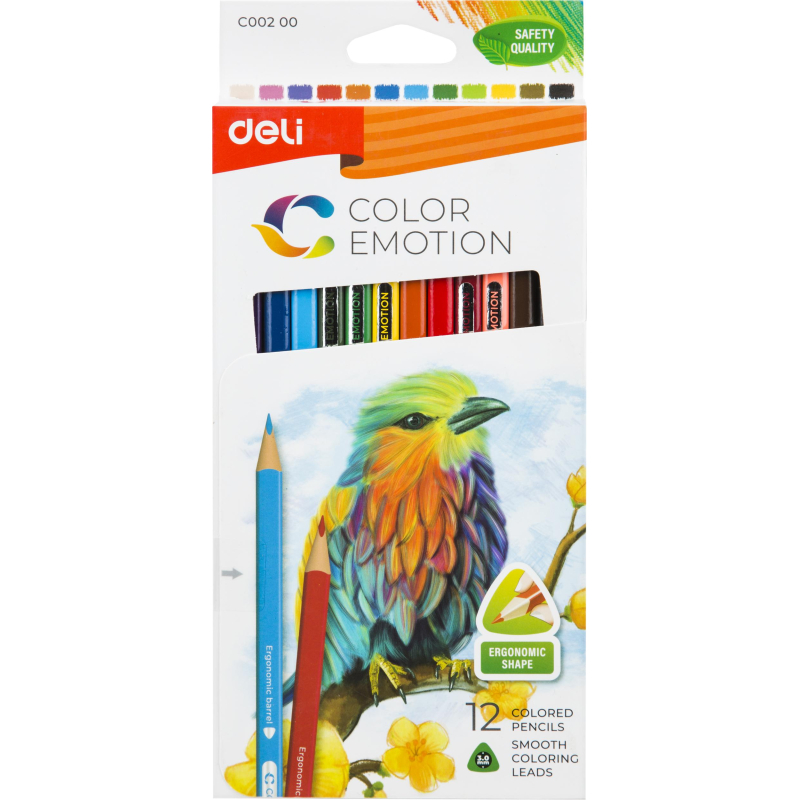 Карандаши цветные Deli Color Emotion EC00200 3-гран. липа 12цв/наб - фото 1