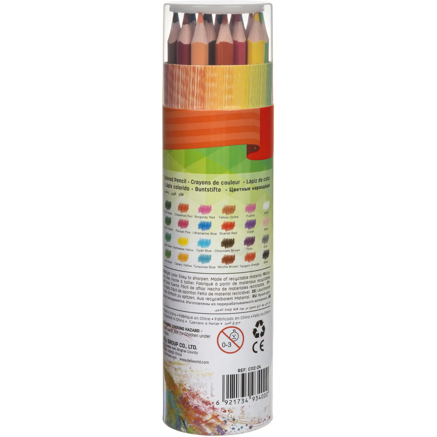 Карандаши цветные Deli Enovation EC112-24 3-гран. пластик 24цв/наб бум туба - фото 5