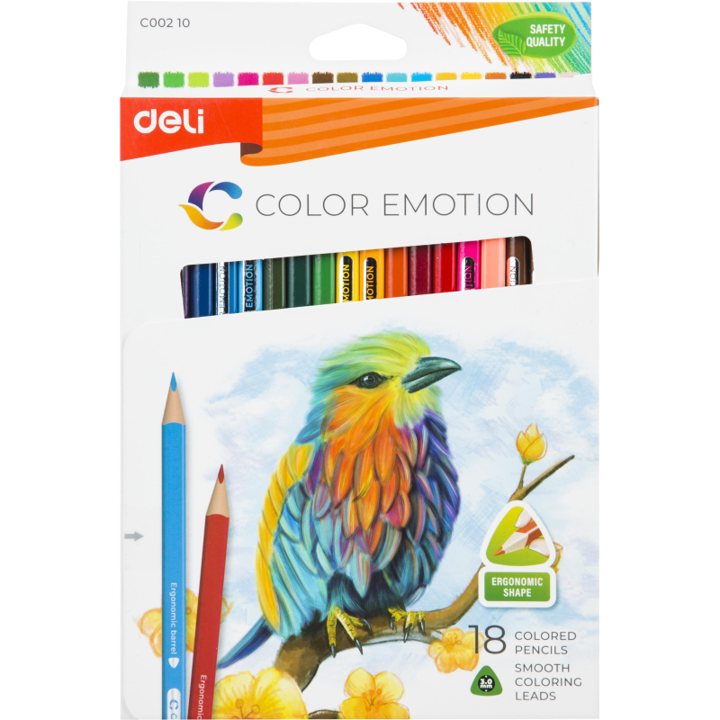 Карандаши цветные Deli Color Emotion EC00210 3-гран. липа 18цв/наб - фото 1