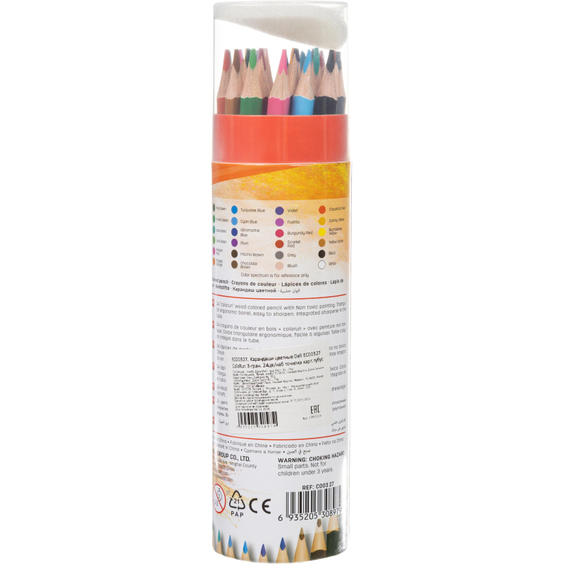 Карандаши цветные Deli EC00327 ColoRun 3-гран. 24цв/наб точилка карт.тубус - фото 6