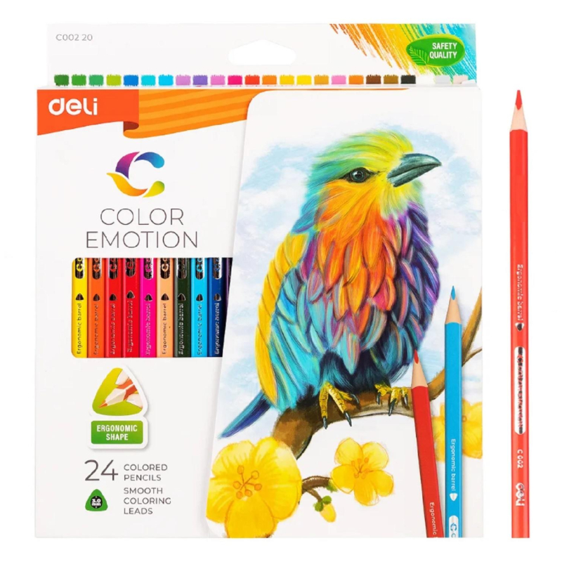 Карандаши цветные Deli Color Emotion EC00220 трехгран. липа 24цв/наб - фото 1