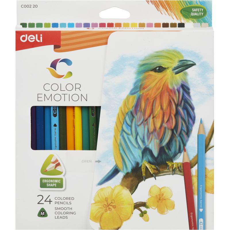 Карандаши цветные Deli Color Emotion EC00220 трехгран. липа 24цв/наб - фото 2