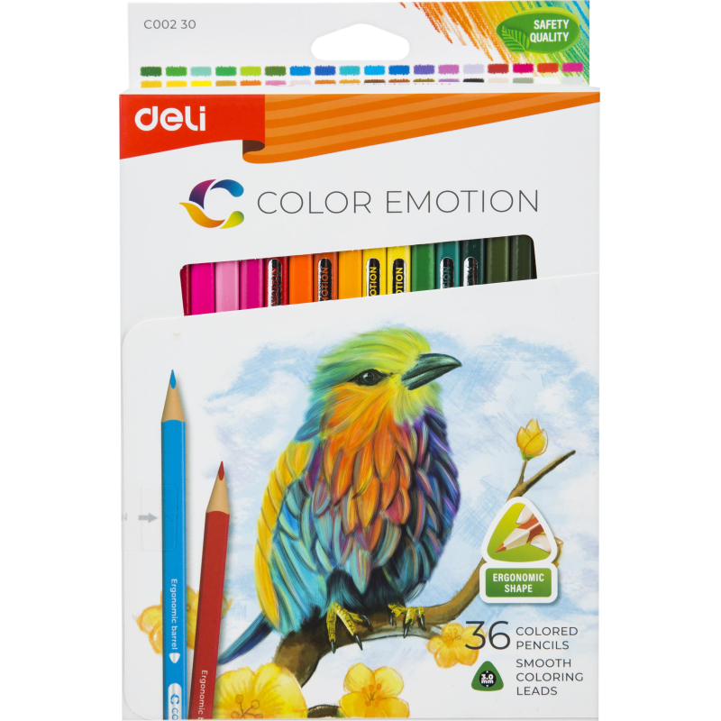 Карандаши цветные Deli Color Emotion EC00230 3-гран. липа 36цв/наб - фото 1