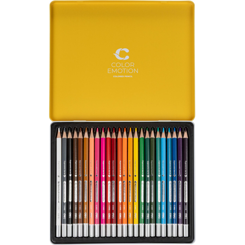 Карандаши цветные Deli EC00225 Color Emotion липа 24цв/наб. мет.кор - фото 5