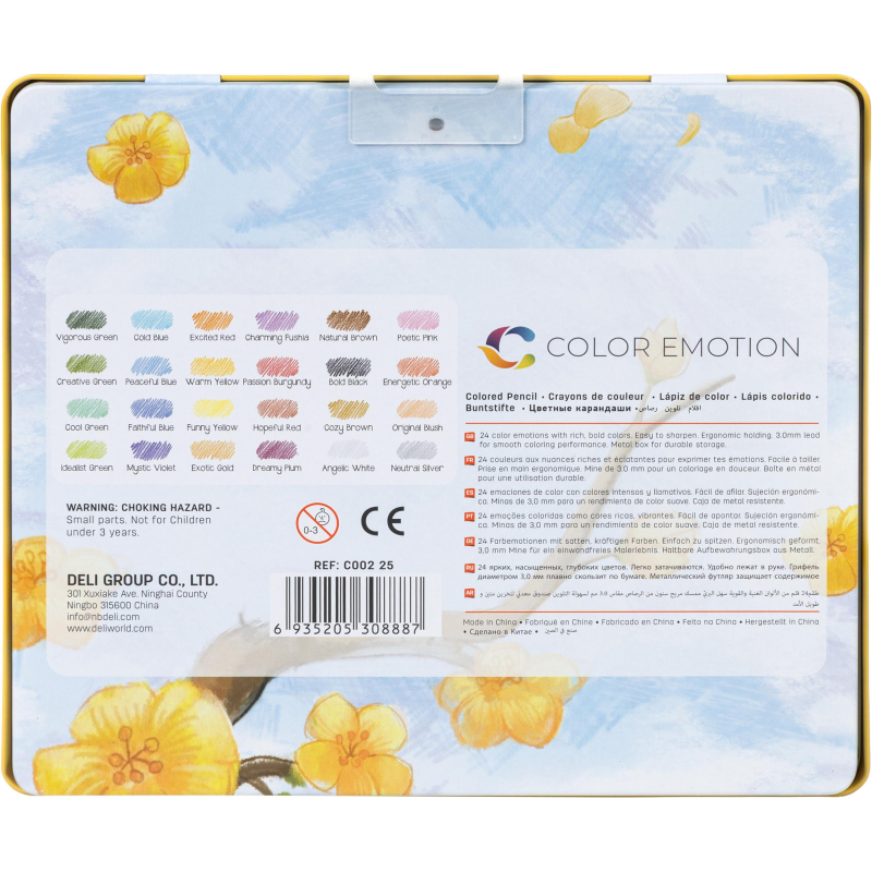 Карандаши цветные Deli EC00225 Color Emotion липа 24цв/наб. мет.кор - фото 6