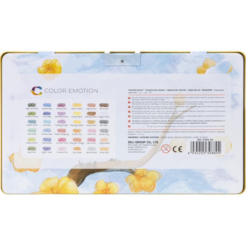 Карандаши цветные Deli EC00235 Color Emotion липа 36цв/наб. мет.кор - фото 6