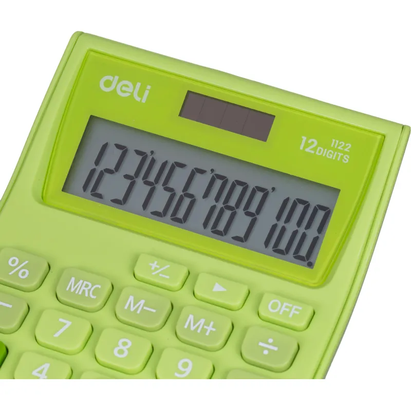 Калькулятор карманный Deli E1122, 12-р, дв.пит., 120x86мм, зеленый - фото 5