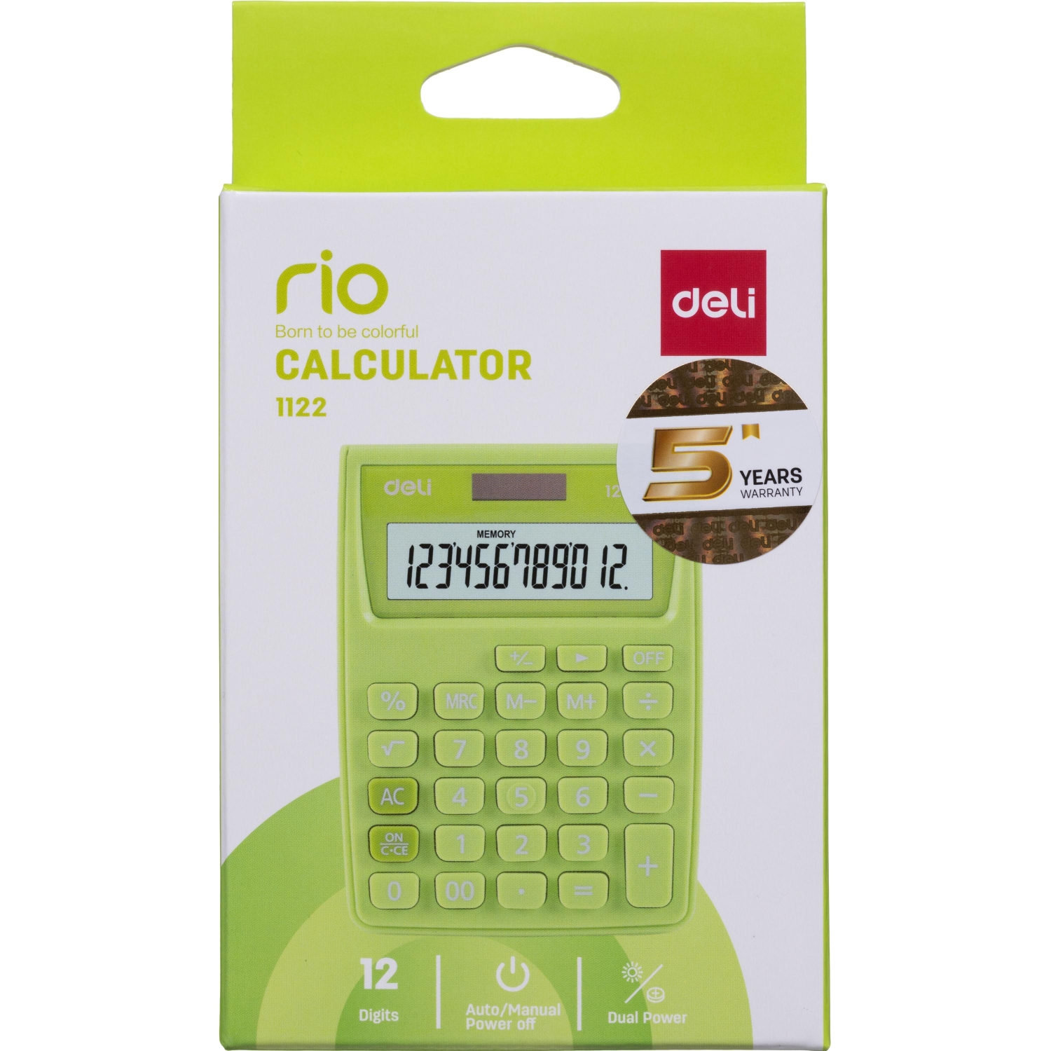 Калькулятор карманный Deli E1122, 12-р, дв.пит., 120x86мм, зеленый - фото 7