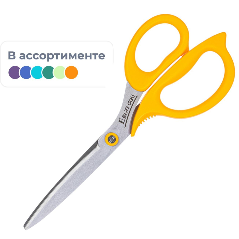 Ножницы Deli E77758 офисные 210мм пластиковые сталь ассорти блистер - фото 1