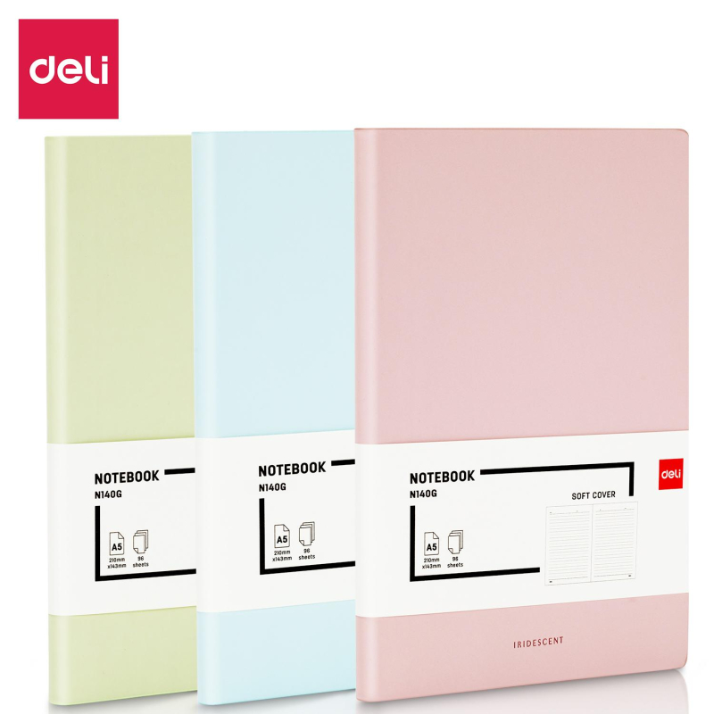 Блокнот Deli А5 96л 80 г/м мягкая облож,клетка 5x5мм, зеленый кожа EN140G - фото 2