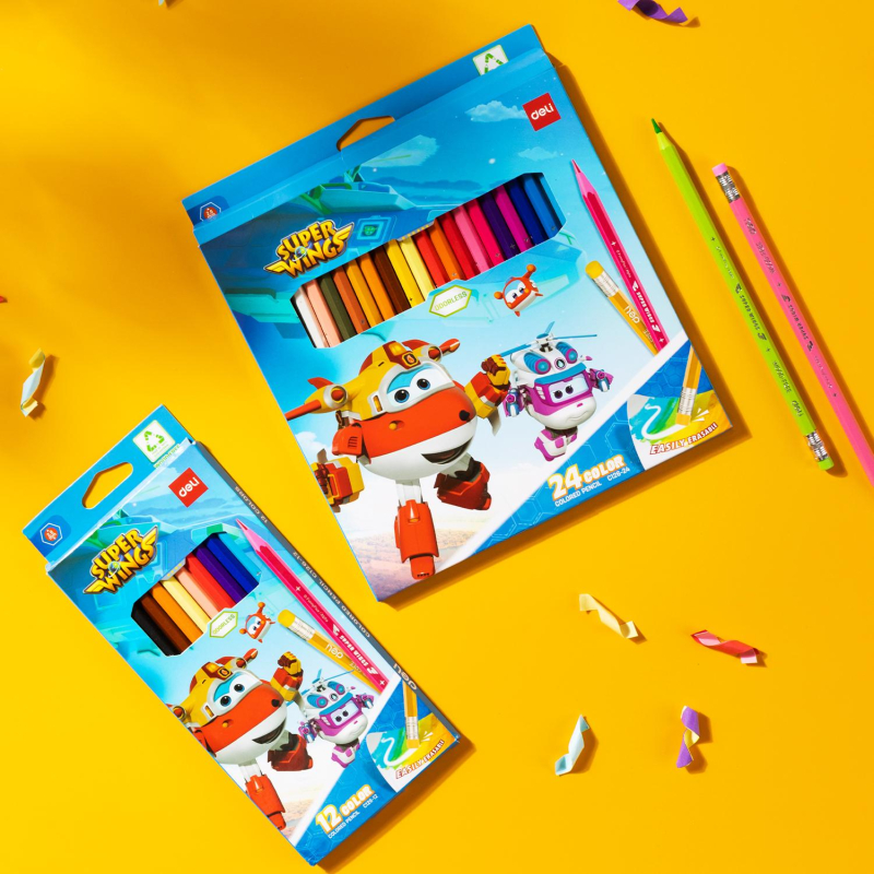 Карандаши цветные Deli Super Wings EC126-12, 12 цв/наб, 6-гранные, пластик - фото 11