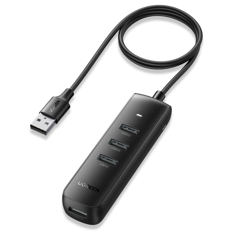 Разветвитель USB Ugreen CM416 (80657) USB 3.0 4-Port Hub. 1м/черный - фото 1