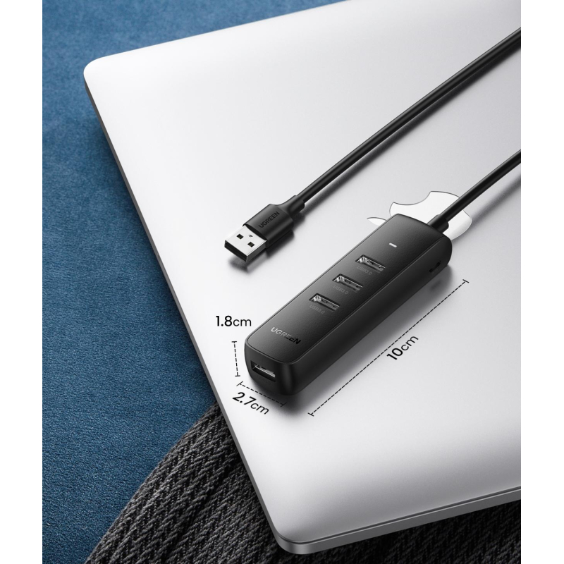 Разветвитель USB Ugreen CM416 (80657) USB 3.0 4-Port Hub. 1м/черный - фото 2