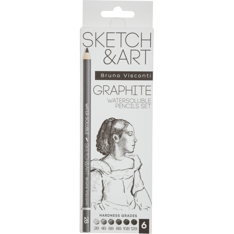 Набор чернографитных карандашей аквар. SKETCH&ART 2-4-6-8-10-12B 6шт 25-003 - фото 1