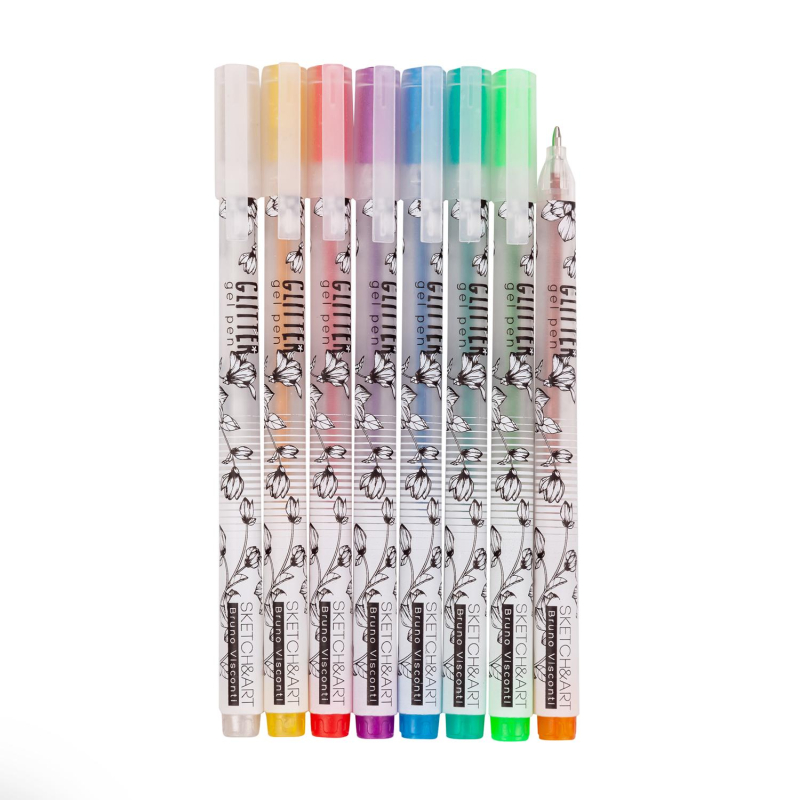 Набор гелевых ручек SKETCH&ART Uni Write.GLITTER 1мм, блестки, 8цв 20-0309 - фото 2