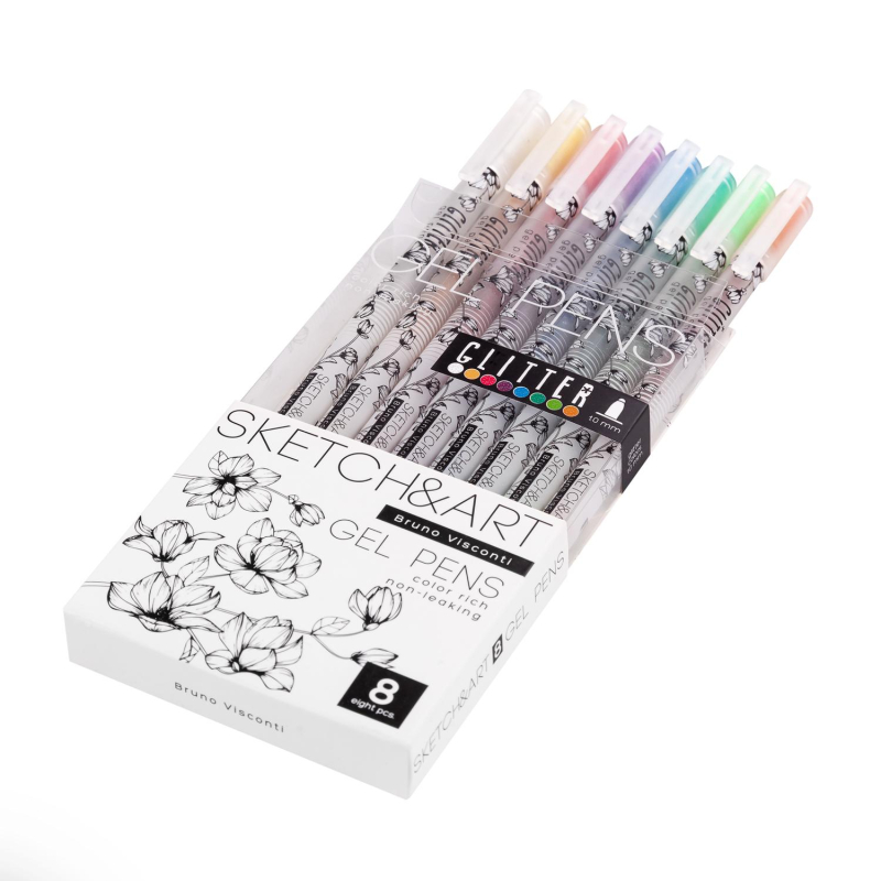 Набор гелевых ручек SKETCH&ART Uni Write.GLITTER 1мм, блестки, 8цв 20-0309 - фото 5
