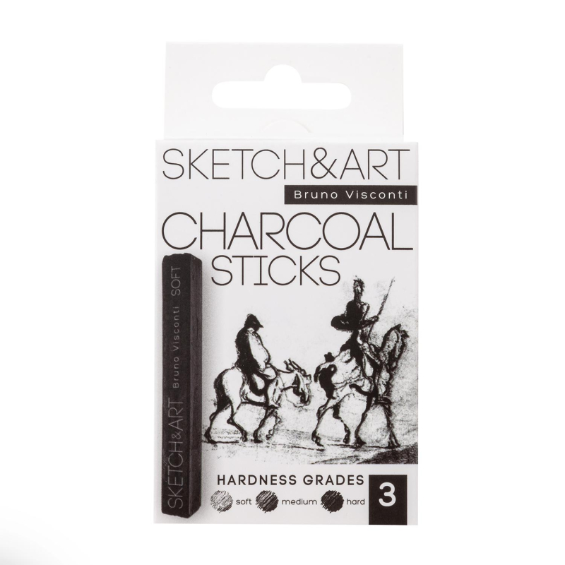 Уголь для рисования пресс SKETCH&ART черн мягк,средн,твердый 3шт/наб 25-001 - фото 1