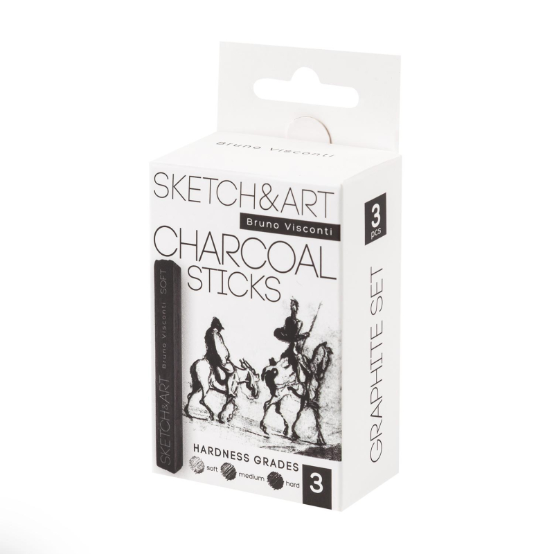 Уголь для рисования пресс SKETCH&ART черн мягк,средн,твердый 3шт/наб 25-001 - фото 2