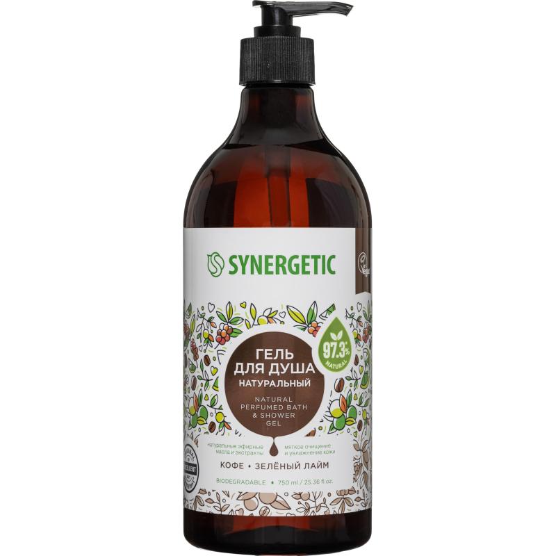Гель для душа Synergetic Кофе и зеленый лайм увлажняющий, 750мл - фото 1